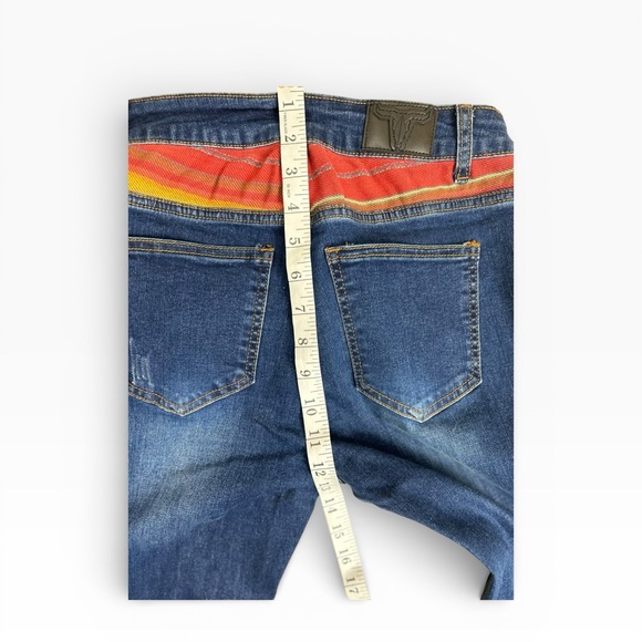 Lucky & Blessed Blue Flare Jeans with Colorful Insets - Picture 11 of 16